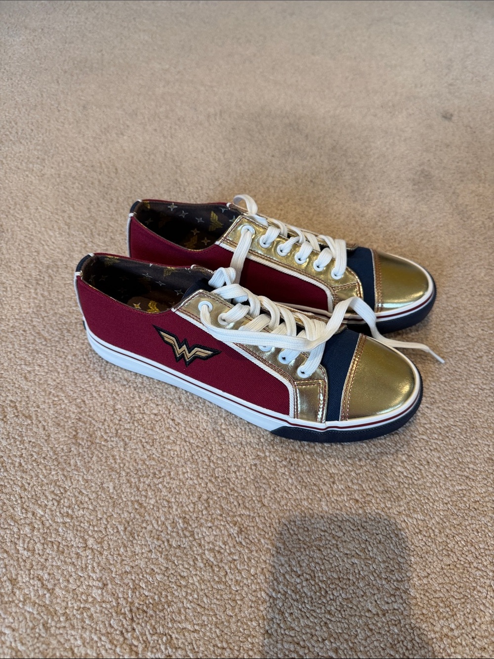 Wonder Woman Inspired Red & Gold Low-Top Sneakers
